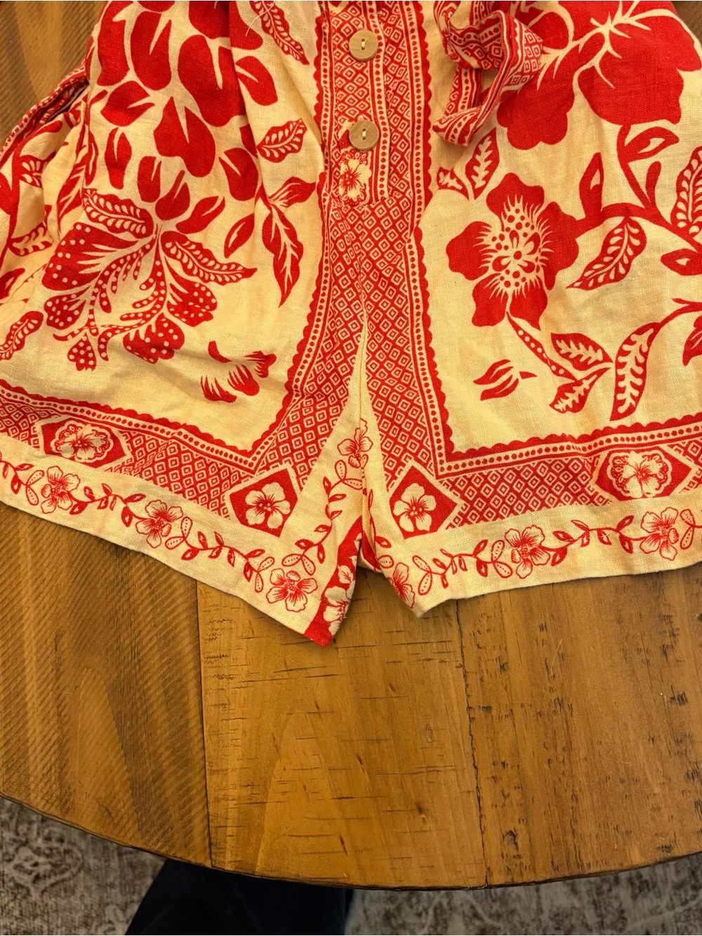 Rachel Zoe Rusty Orange & Tan Floral Print One Piece Romper w/ pockets
0412 - Picture 6 of 8